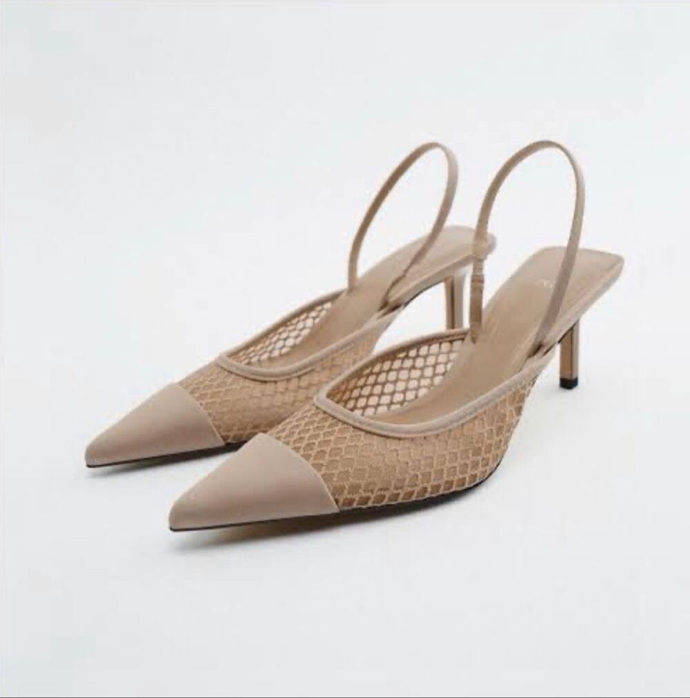 Zara Mesh Slingback Heel 39